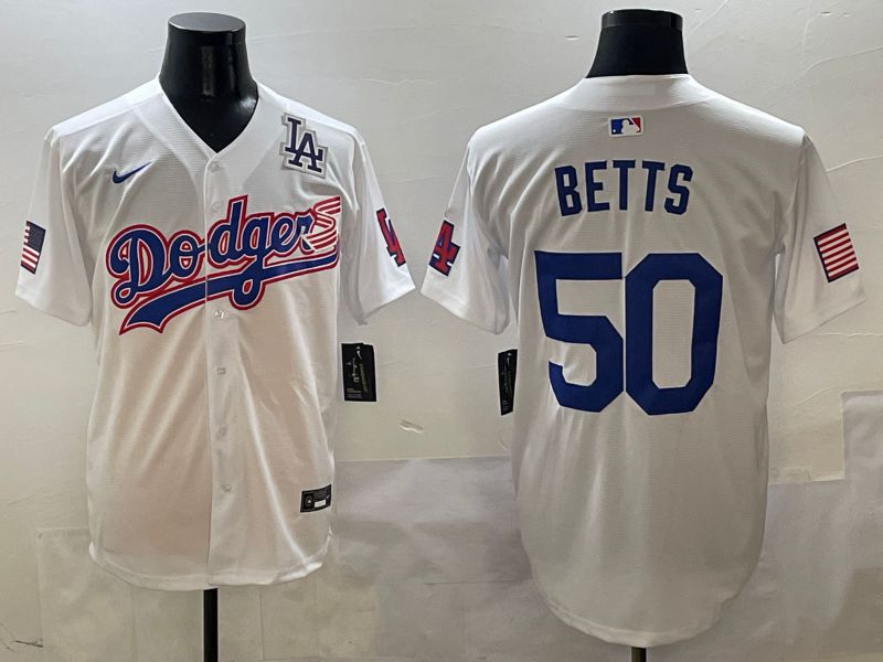 Men Los Angeles Dodgers #50 Betts White Second generation Joint Name Nike 2025 MLB Jersey style 9->los angeles dodgers->MLB Jersey